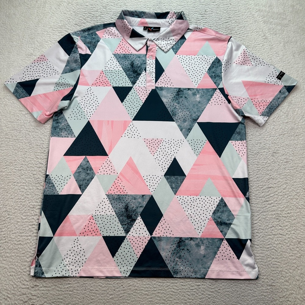 Yatta Golf Shirt Men's Large Polo Loud Abstract Geometric Argyle